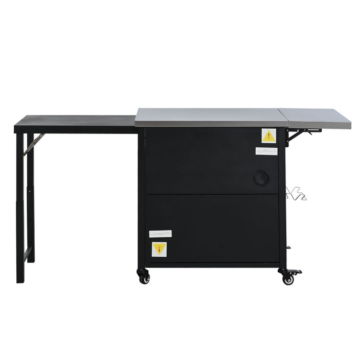 Foldable Outdoor Prep Station BBQ Cart With Trash Rack