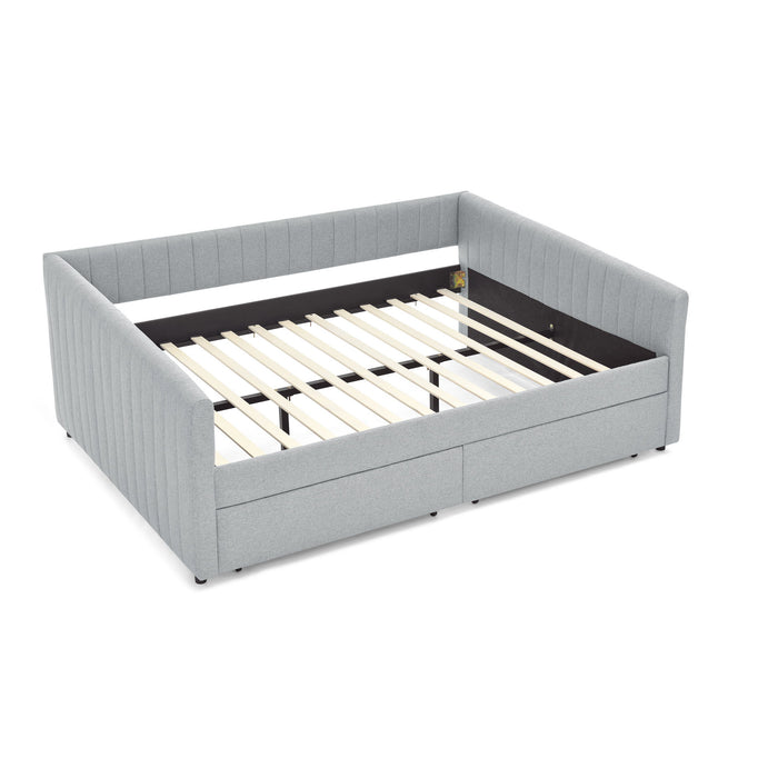 Upholstered Queen Daybed With 2 Drawers