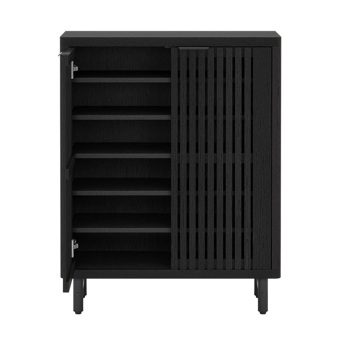 6 Tier Shoe Cabinet With Louvered Doors