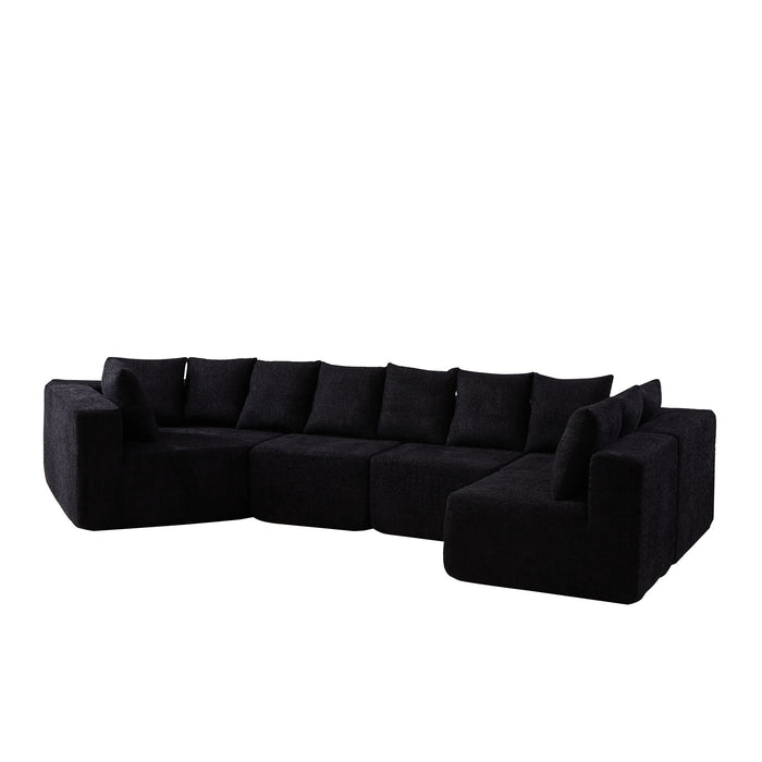 L - Shaped Modular Sofa With Deep Seat And 11 Pillows