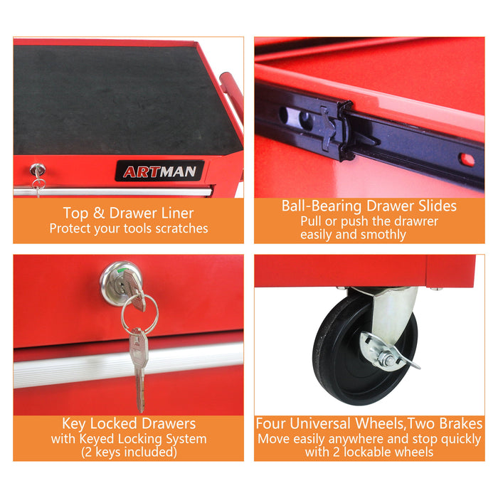 7 Drawers Multifunctional Tool Cart With Swivel Wheels