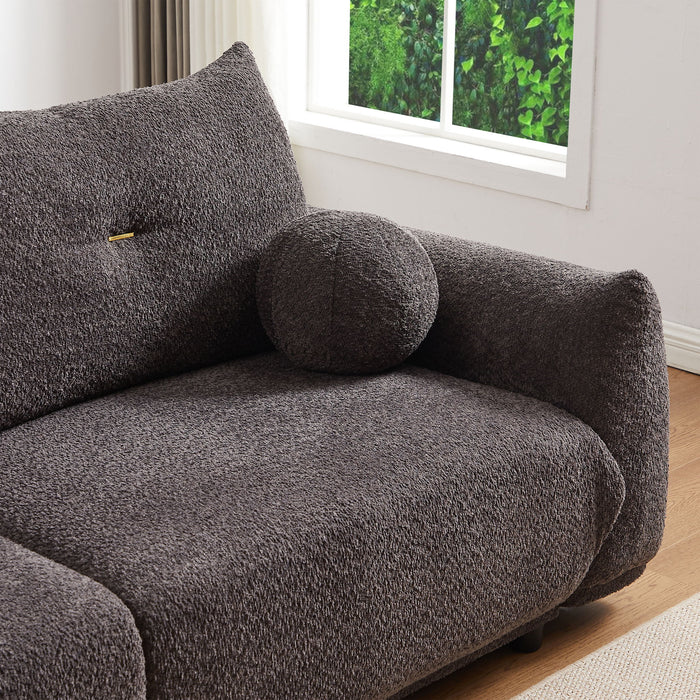 2 Seater Cushion Sofa With 2 Cushions And 2 Ball Pillows