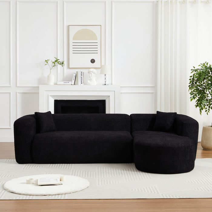L - Shape Boneless Cloud Couch With 2 Throw Pillows For Living Room