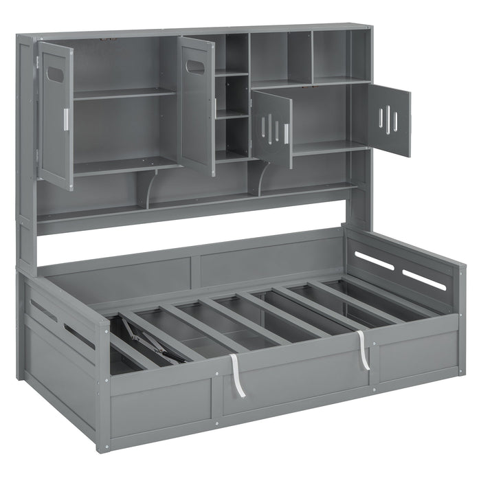 Daybed With All-In-One Cabinet And Shelf