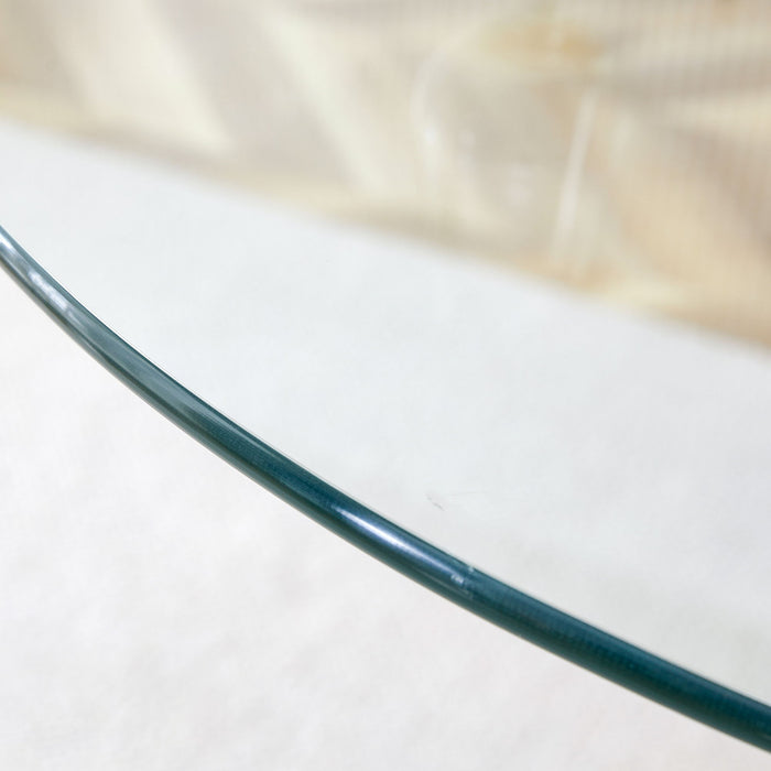 Modern Minimalist Circular Glass Dining Table With Electroplated Metal Legs 35" Diameter - Transparent