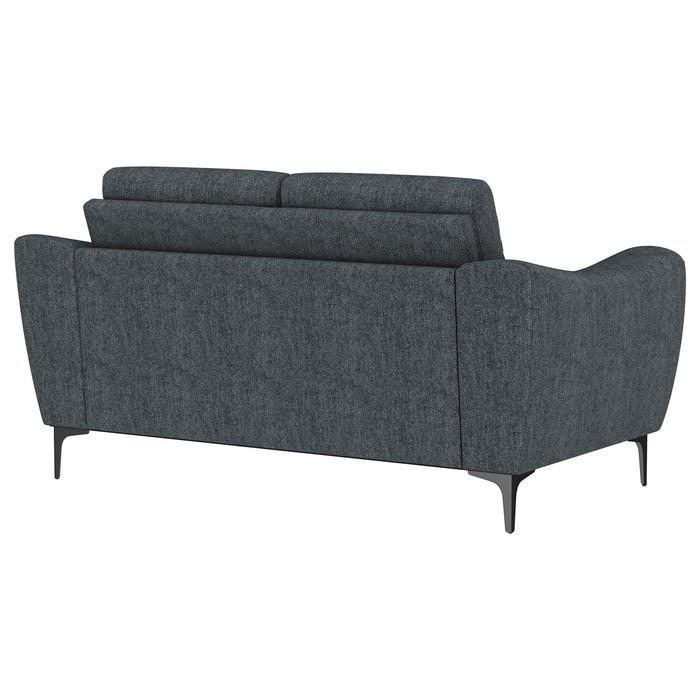 Oberle - Upholstered Sloped Track Arm Loveseat - Charcoal
