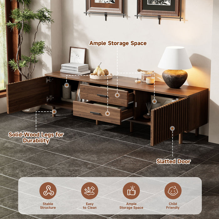 TV Stand For TVs Up To 80", Media Entertainment Center With Ample Storage - Dark Brown