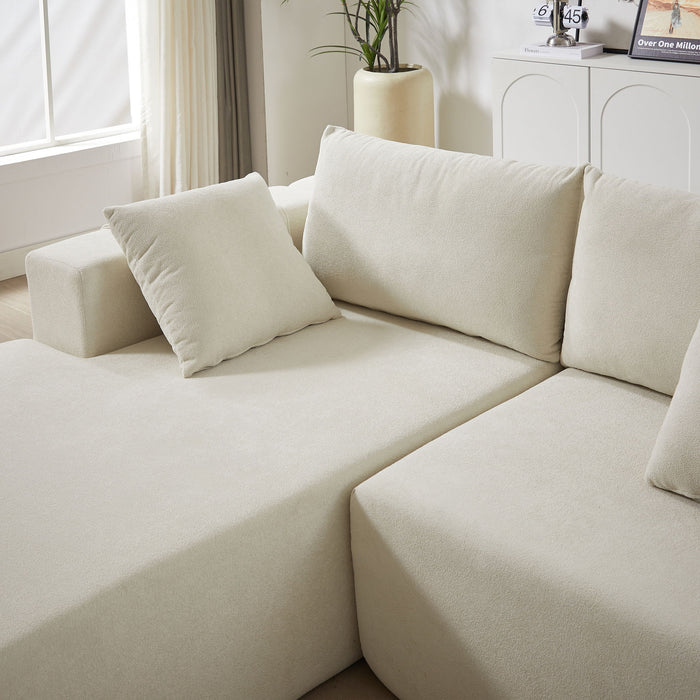 Modern Chenille Upholstered Sectional Sofa Couch Set With 6 Pillows,Free Combination