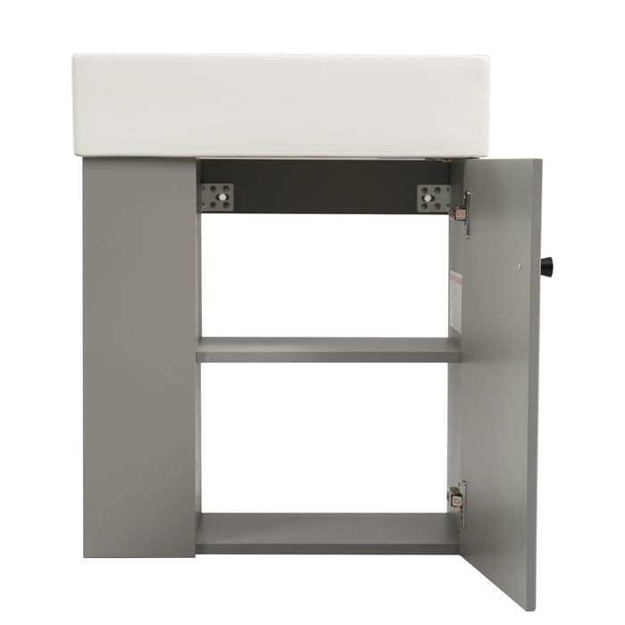 Modern Floating Bathroom Vanity With Ceramic Basin Perfect For Small Bathrooms