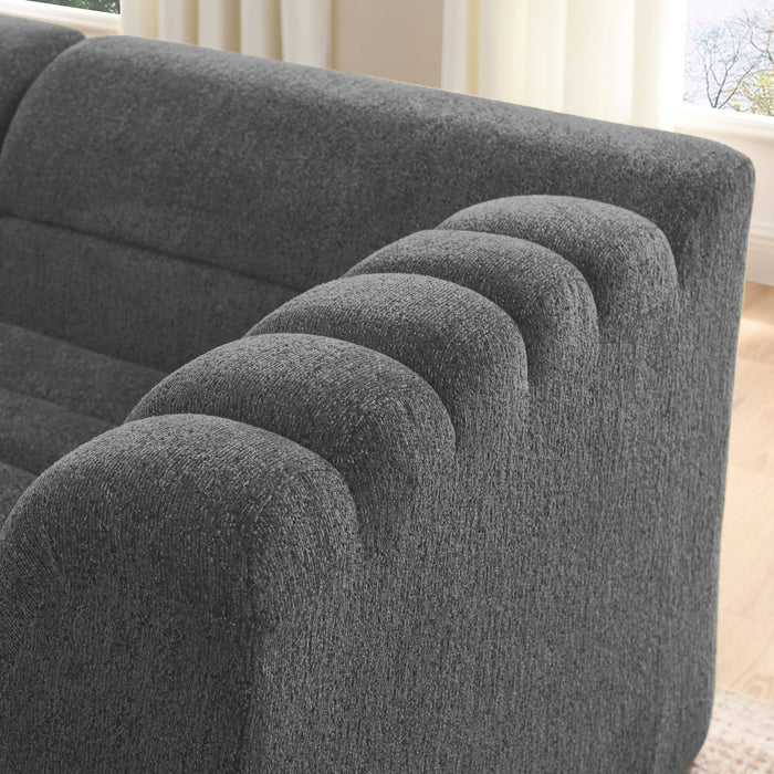 Upholstered L-Shaped Modular Sectional Sofa With Chaise, Wave-Shaped Armrest
