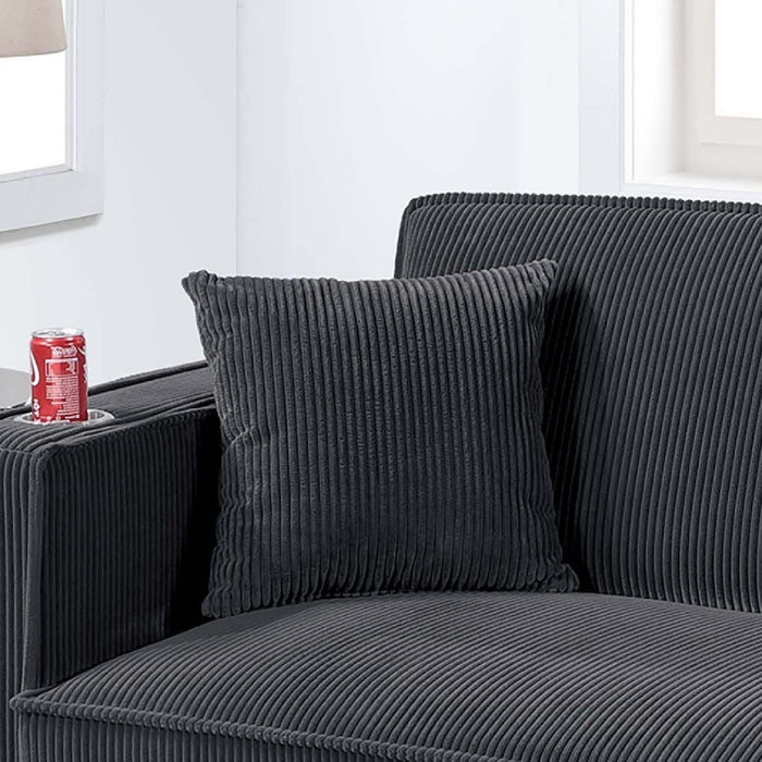 Modern Convertible Sofa With Hidden Storage USB Port, Cup Holder