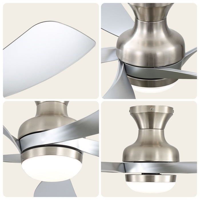 52" Ceiling Fan With 3 Color Dimmable LED Light, DC Reversible Motor, 6 Speed Settings
