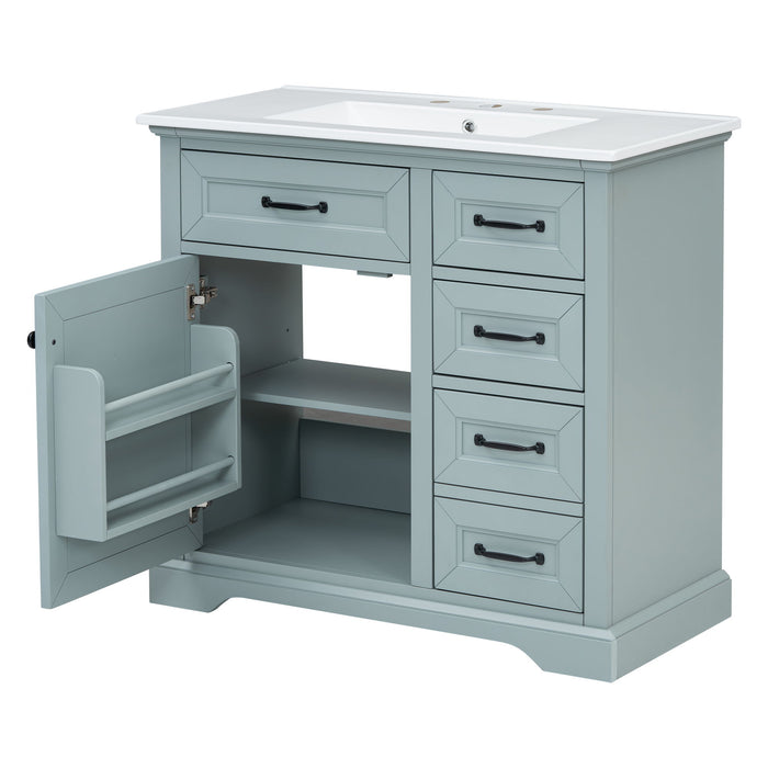 36" Bathroom Vanity With Sink, 2 Tip Out Drawers, Soft Close Hinges