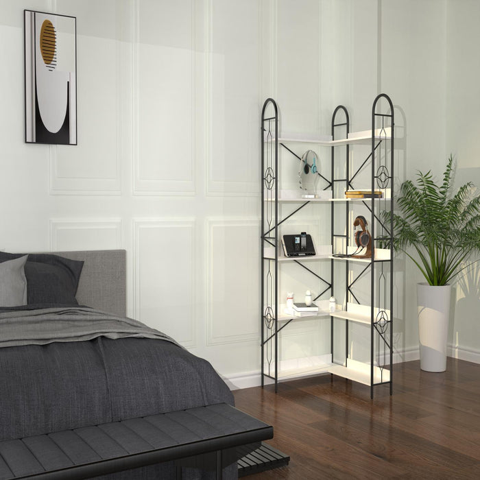 Industrial Style Corner Bookshelf With Thickened Iron Frame