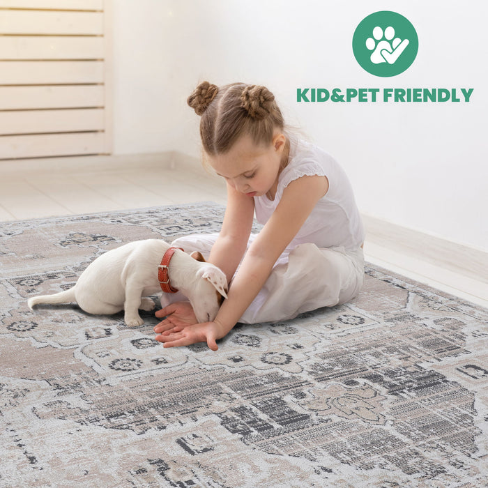 Payas - 6' X 9' Medallion Area Rug - Cream / Beige