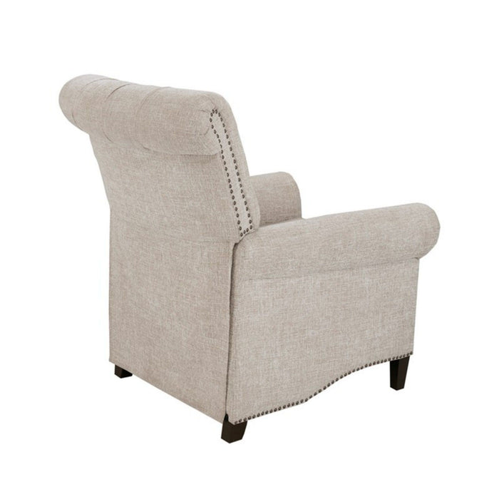 Aidan - Push Back Recliner Chair With Tufted Back And Nailhead Trim - Cream