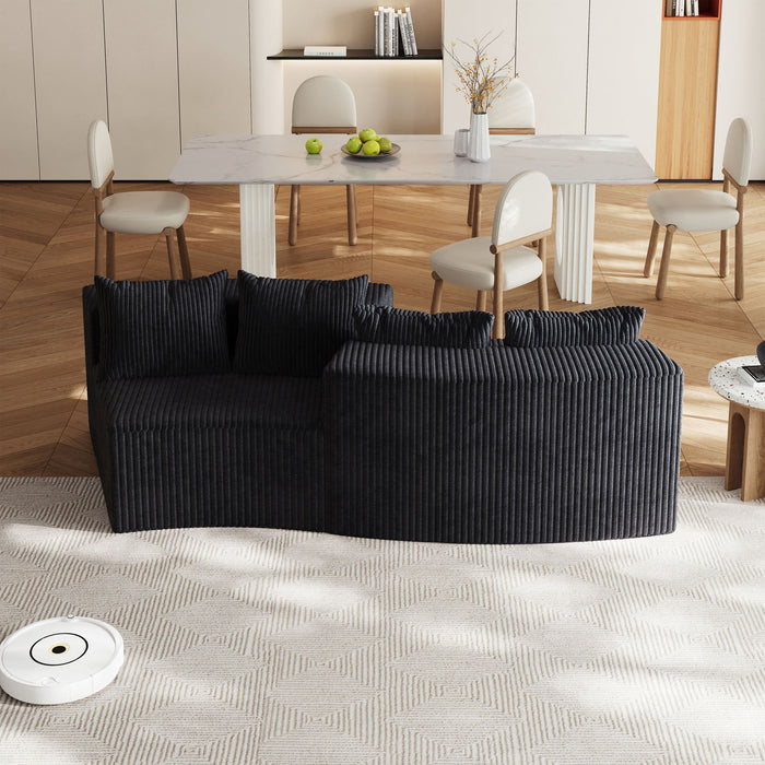 Curved Sectional Sofa With 4 Pillows, Modular Semi Circular Design