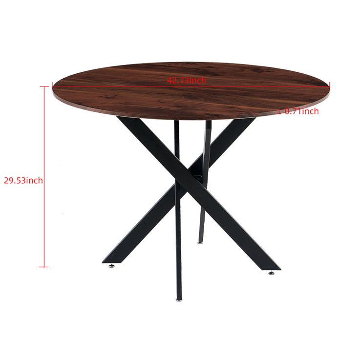 Mid-Century Dining Table For 4 - 6 People With Round Table Top, Pedestal Dining Table, End Table Leisure Coffee Table, Cross Leg