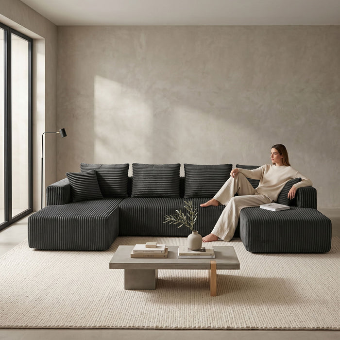 U-Shaped Modular Sectional Sofa With Double Chaise, Oversized Deep Seat For Living Room