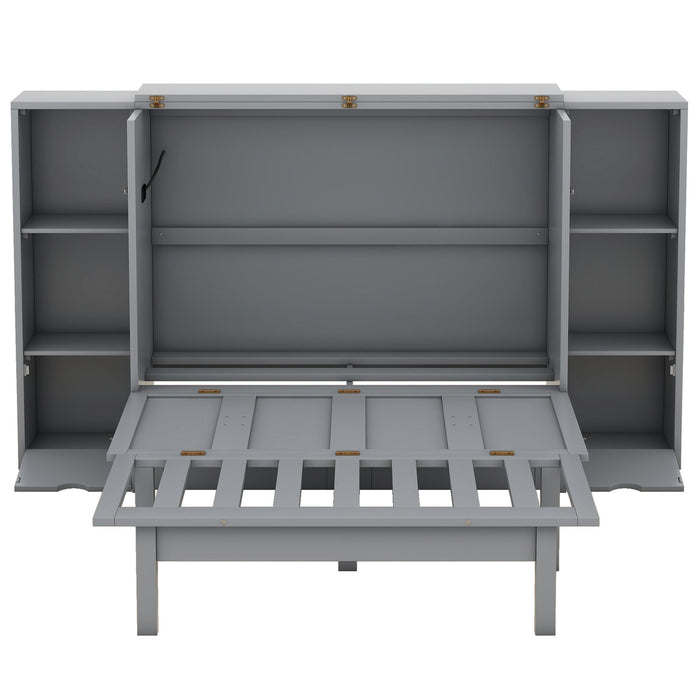 Murphy Bed With Shelves, Drawers And USB Ports