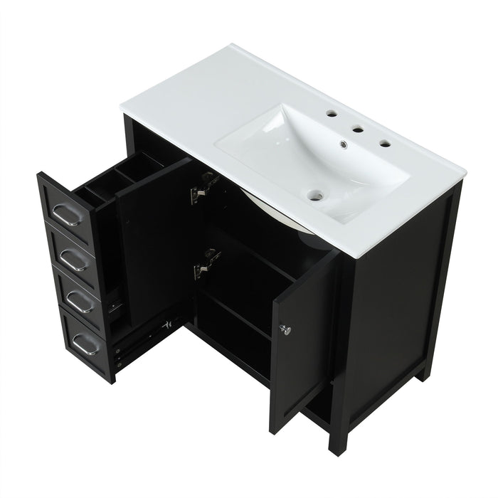 Bathroom Vanity With Sink Top, Bathroom Vanity Cabinet With 2 Doors And 2 Drawers, Open Shelf