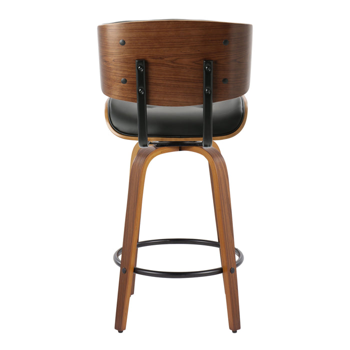 Lombardi - Mid-Century Modern Fixed Height Counter Stool With Swivel With Round Footrest (Set of 2)