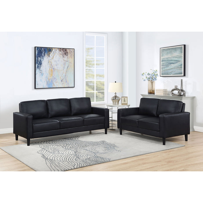 Ruth - 2 Piece Track Arm Sofa Set With Cushions - Black