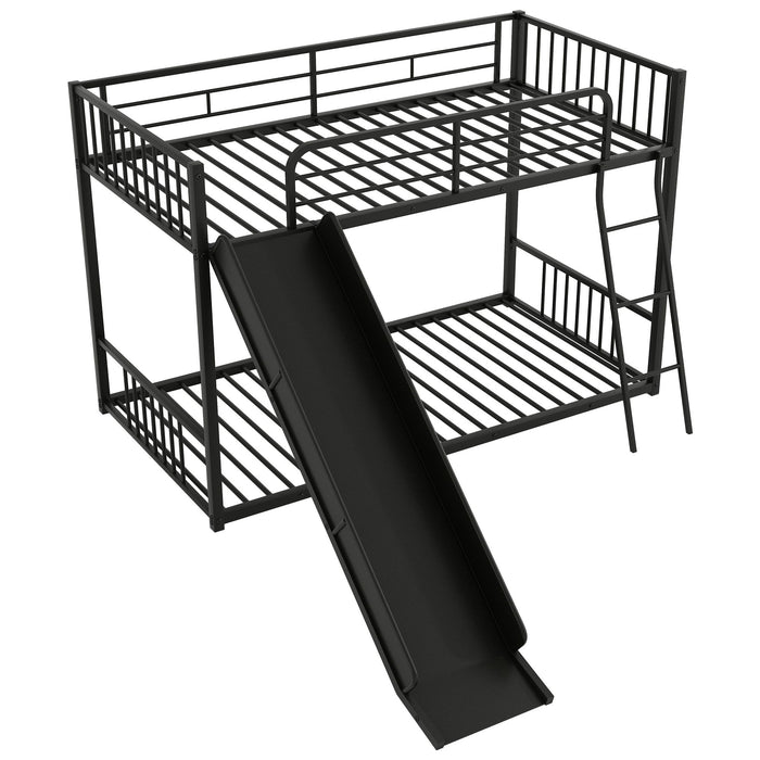 Metal Bunk Bed With Slide, Durable Steel Frame