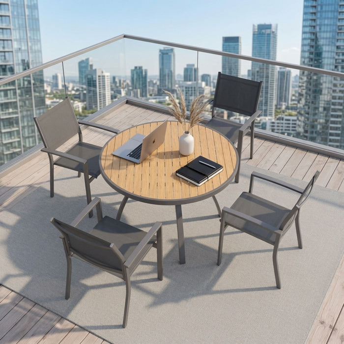 5 Piece Patio Dining Set & Table And Chairs For Outdoor Use - Gray