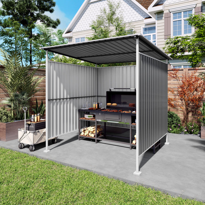 Outdoor Pergola, Bike Storage Shed, Grill Gazebo For Patio - Gray