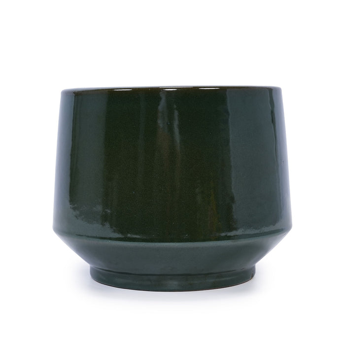 Ceramic Flowerpot, Planter For Patio, Garden, Windowsill (Set of 3) - Antique Green