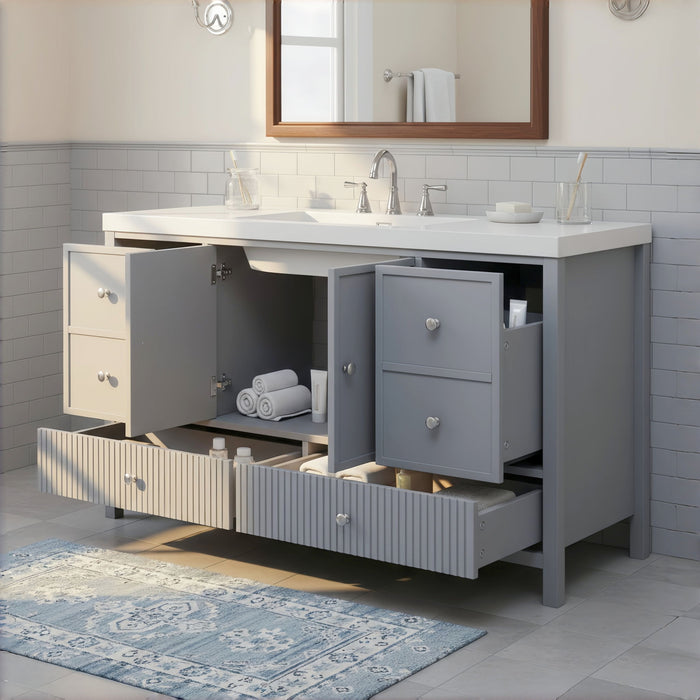 Bathroom Vanity With Separate Sink, Soft Close Doors And 4 Drawers