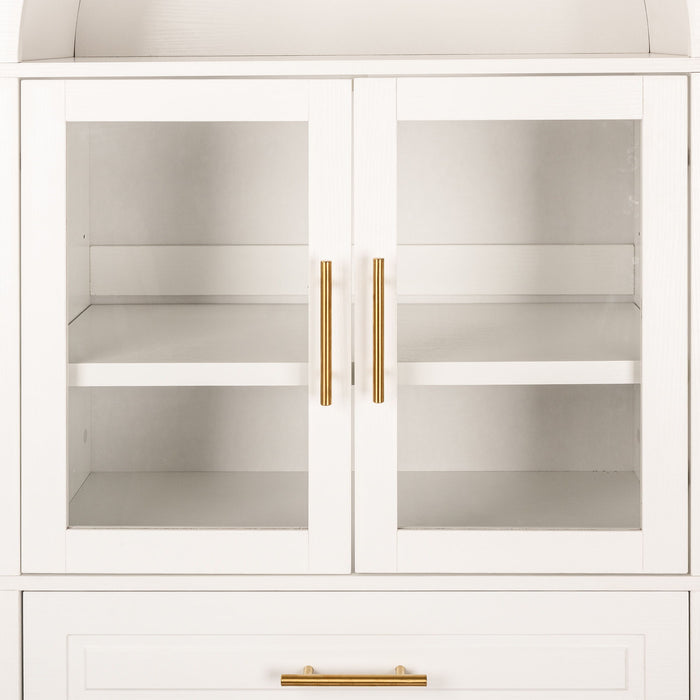 Arched Kitchen Pantry Cabinet With Adjustable Shelves & Barn Door Design