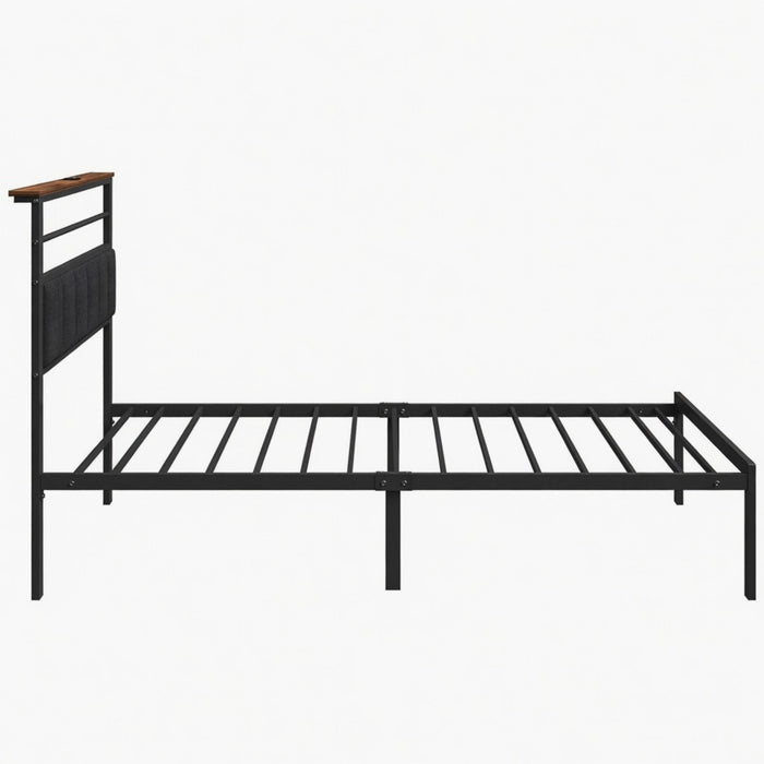 Platform Bed Frame With Charging Station & Headboard Storage