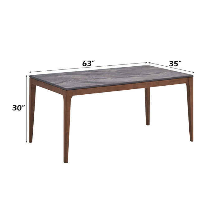 Bevis - Engineered Stone Top Dining Table - Walnut