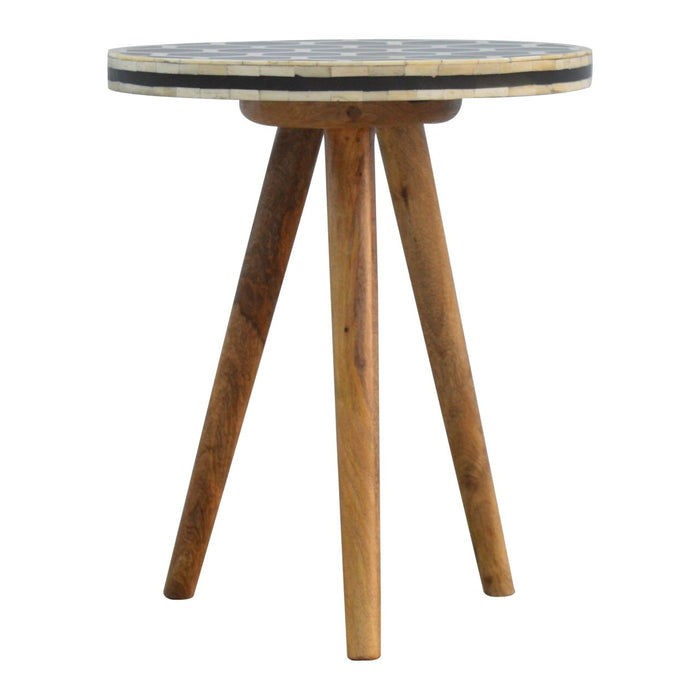 Inlay - Bone Tripod Stool - Beige / White