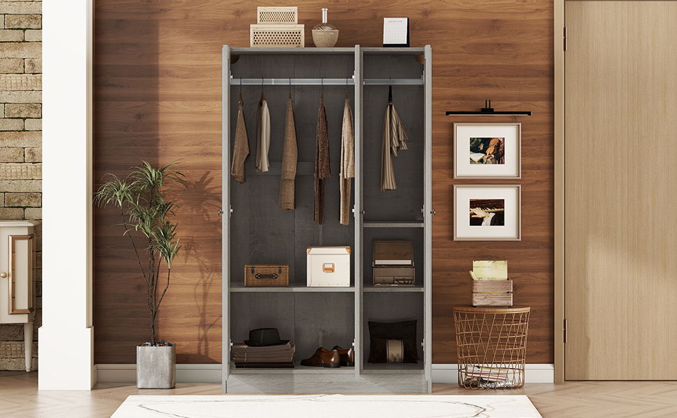 3 Door Shutter Wardrobe With Shelves