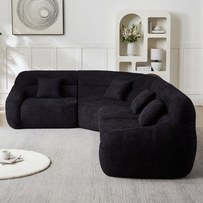 Luxury Curved Corner Sectional Sofa With 4 Pillows