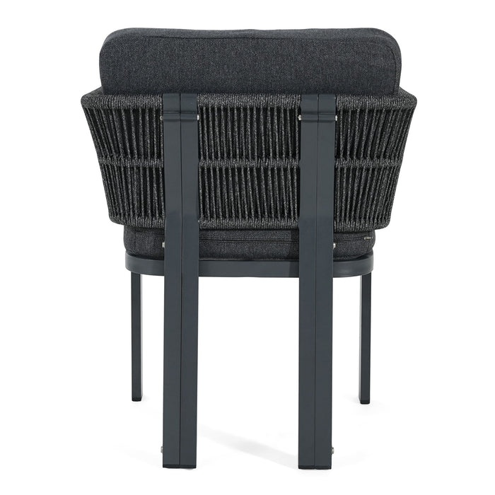 7 Piece Outdoor Dining Set With Table And 6 Chairs - Black / Teak / Gray