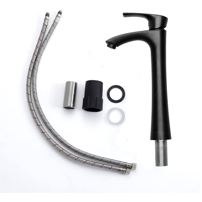 19" 5" Bathroom Sink Combo Rectangular Vessel Vanity Set With Faucet Drop In Ready Ceramic Basin - White / Black