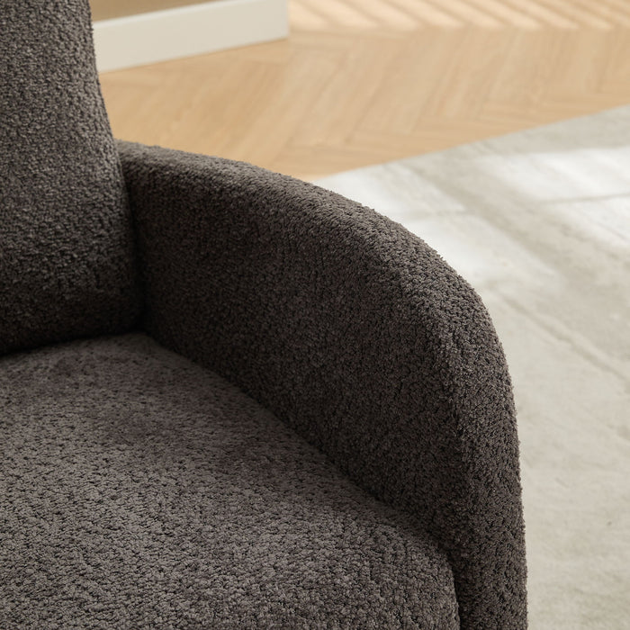 High Back Glider Rocking Chair With Retractable Footrest And Rubber Wood Legs