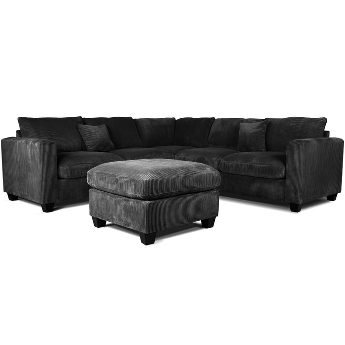 Modern Style L-Shaped Sectional Set With Ottoman