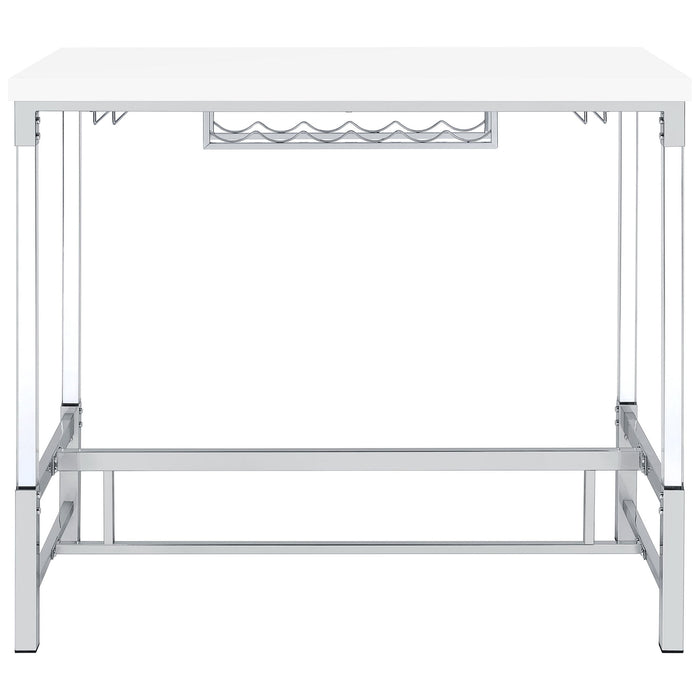 Tonneson - Bar Table With Trestle Base And Wine Storage - White