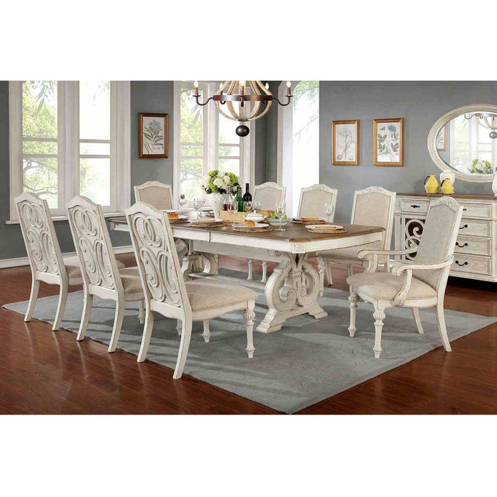 Rustic Dining Set With Table And Upholstered Chairs