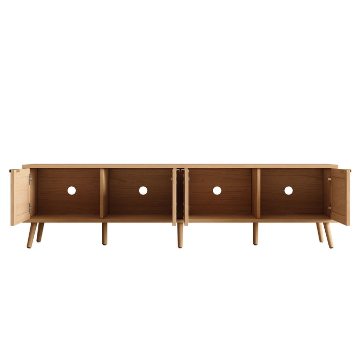 TV Stand With Storage & Cable Holes - Natural Wood
