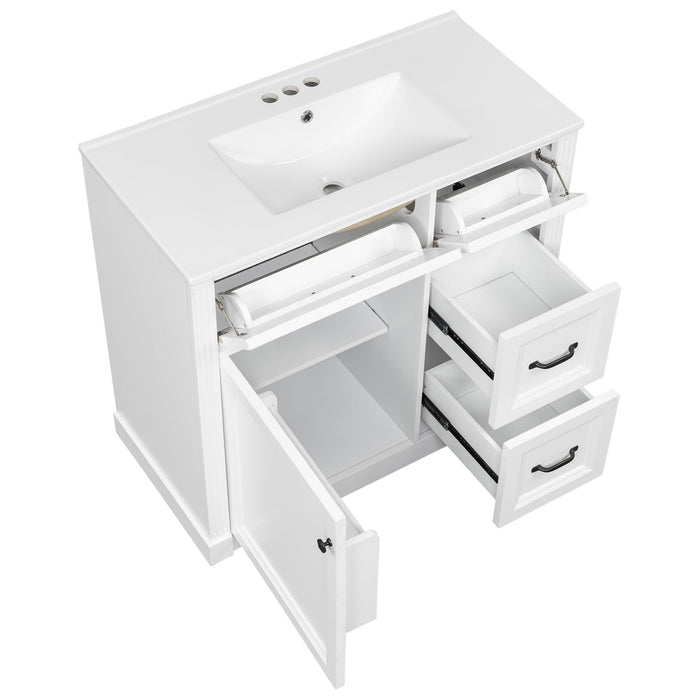 Modern Bathroom Vanity With Sink, 4 Drawers, Soft-Close Door, Adjustable Shelf