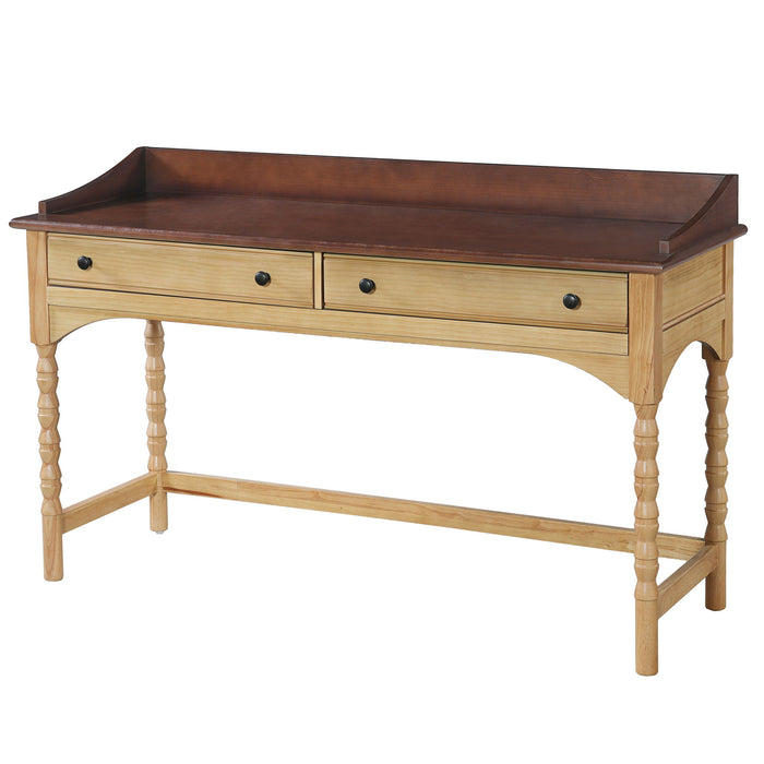 Writing Desk With 2 Storage Drawers, Workstation For Living Room - Brown / Natural