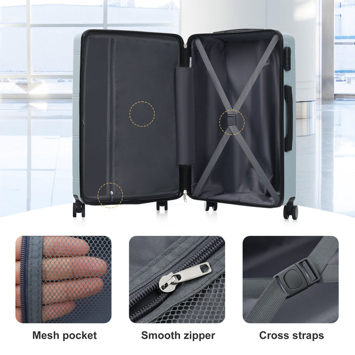 6 Piece Lightweight Hardshell Luggage Set With Double Spinner Wheels, Password Lock