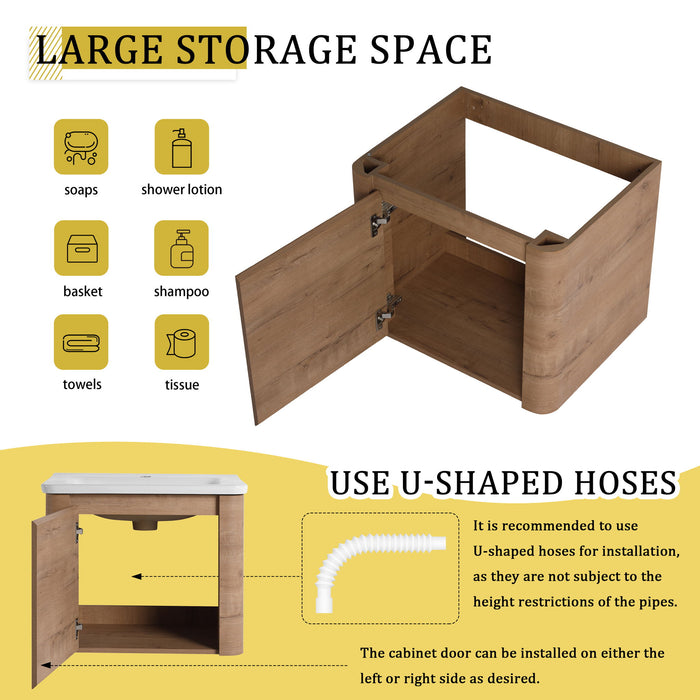 Wall Mounted Bathroom Vanity With Sink & 1 Soft Close Door