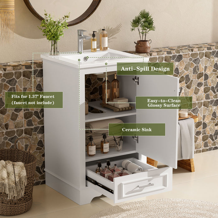20" Bathroom Vanity With Sink, 1 Drawer, Freestanding Single Set